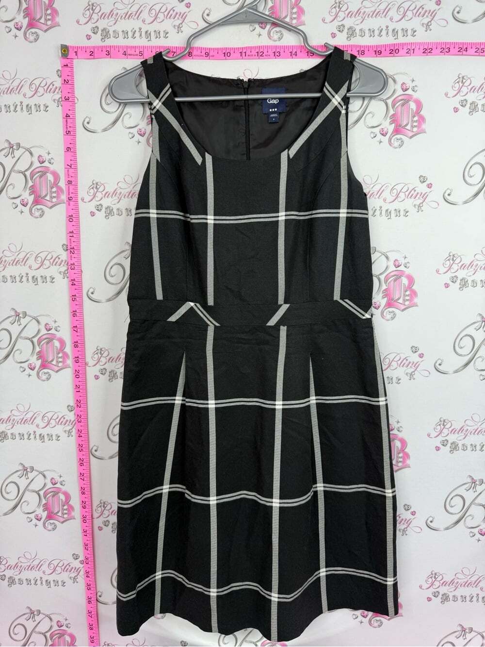 GAP Black Dress with White Windowpane Plaid